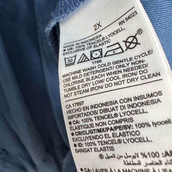 Old Navy womens 2X blue Tencel Lyocell Ruffle chambray dress milkmaid boho - Picture 8 of 11